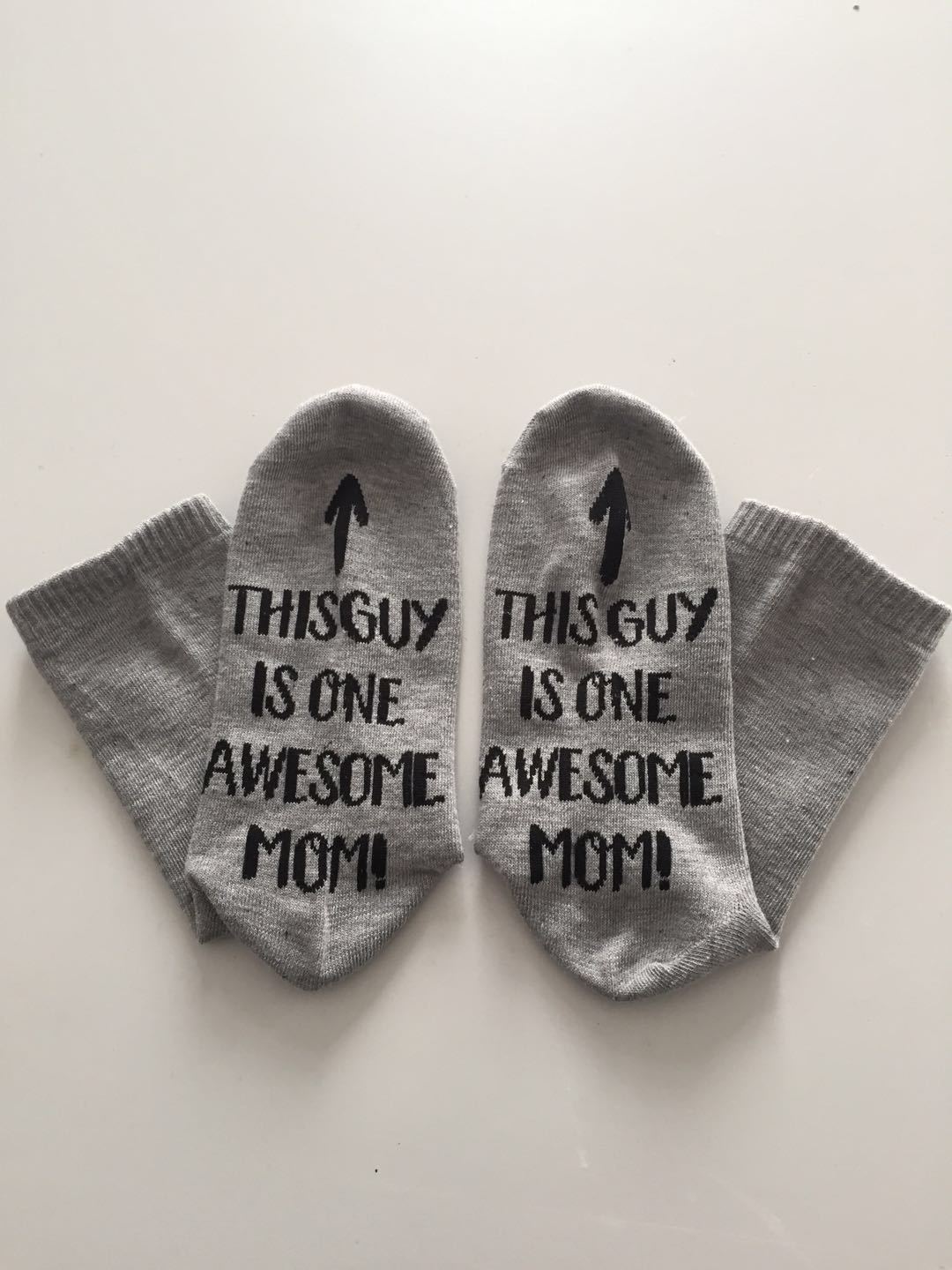 This Guy Is One Awesome DAD MOM Men Letters Socks Leisure Cotton Crew Socks Novelty Socks